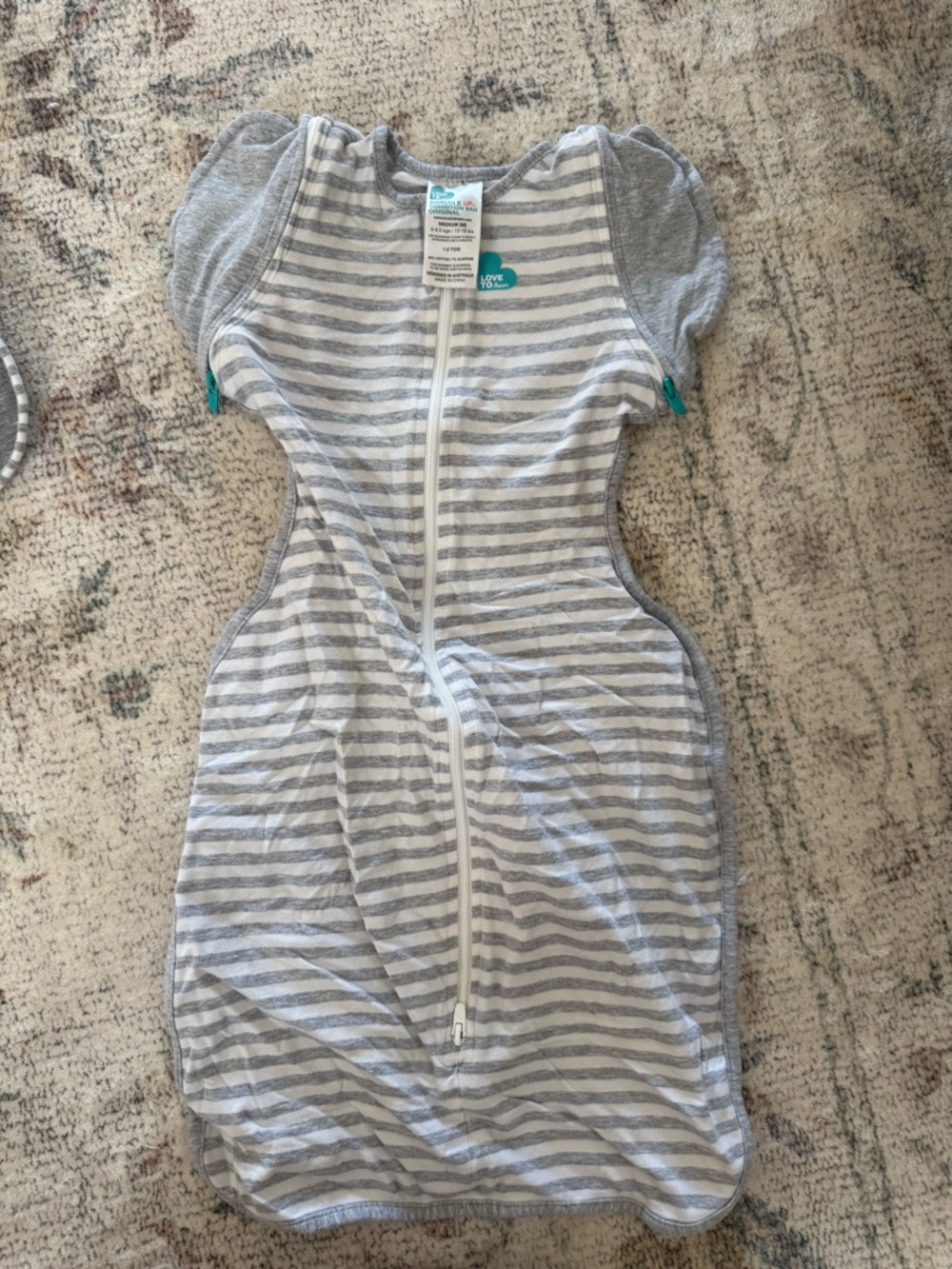 Love to Dream Grey & White Striped Swaddle Transition Bag